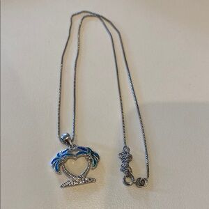 Sterling Silver Palm Tree Heart Necklace 925